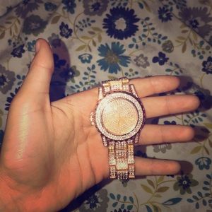 A rose gold watch